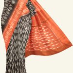 Black and Red Double Ikat Cotton Saree K0183163330 5 Saree