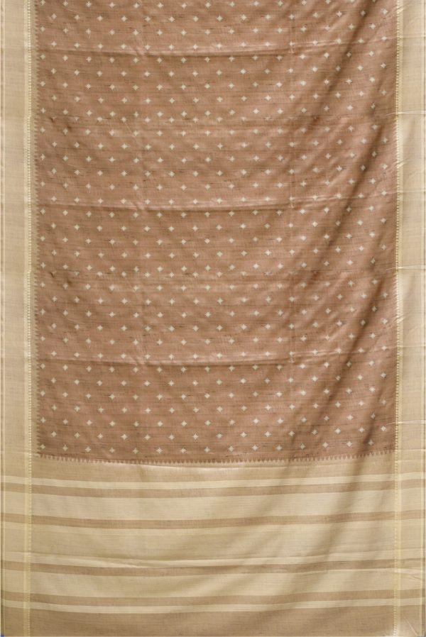 Light Brown Semi Tussar Silk Saree K0217080101 3 Full Saree