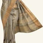 Light Grey Printed Tussar Silk Saree K0209010802 5 Saree